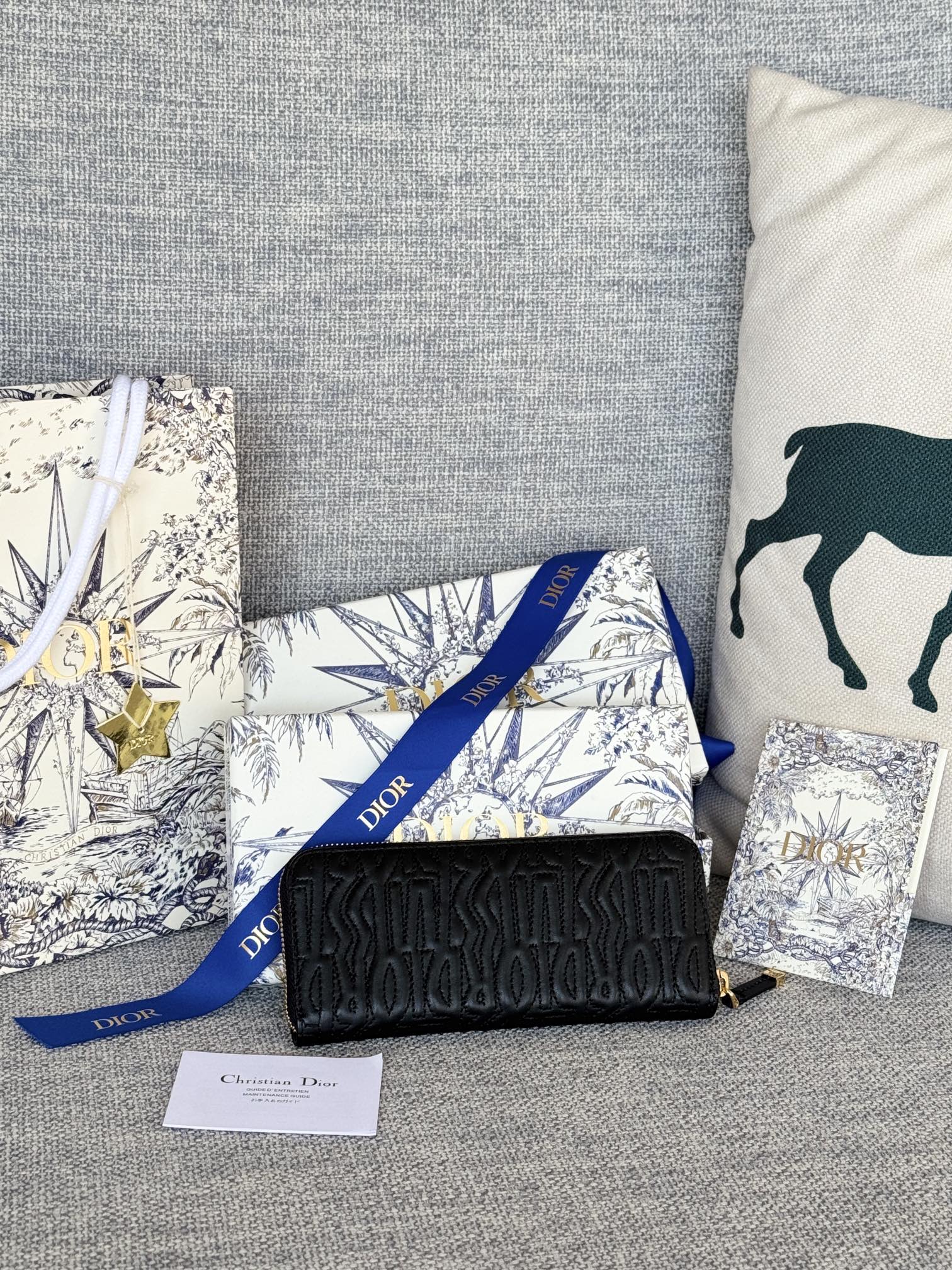 Vertikale, lange Geldbörse mit Reißverschluss, 20 Zoll, schwarz, komplett gesteppt, Kalbsleder