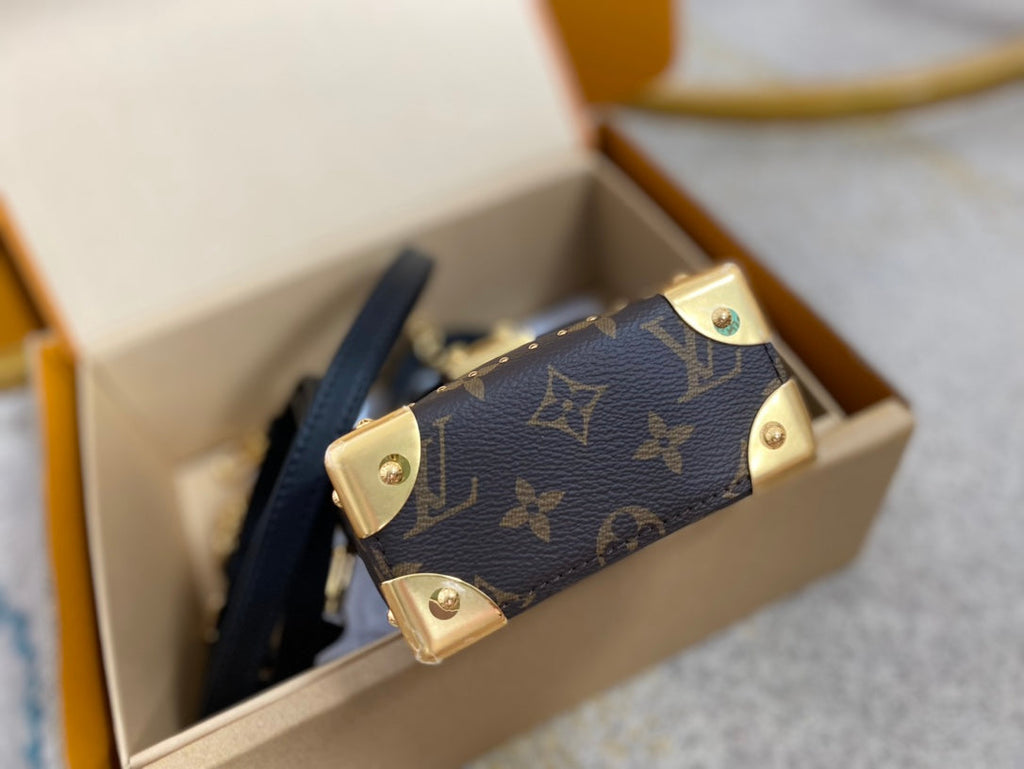 Kameratasche 17 Zoll, braun, Monogramm und Monogramm-Rückseitenleinwand