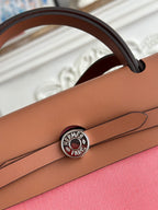 ZIP CABINE 31 BAG IN PUNCH PINK CANVAS AND BRONZE BROWN CALFSKIN