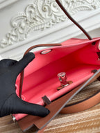 ZIP CABINE 31 BAG IN PUNCH PINK CANVAS AND BRONZE BROWN CALFSKIN