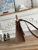 ZIP CABINE 31 BAG IN CHOCOLATE BROWN CANVAS AND BRONZE BROWN CALFSKIN
