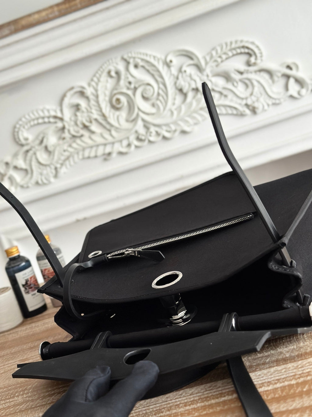 ZIP CABINE 31 BAG IN BLACK CANVAS AND CALFSKIN