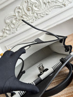 ZIP CABINE 31 BAG IN BLACK MIX WHITE CANVAS AND CALFSKIN