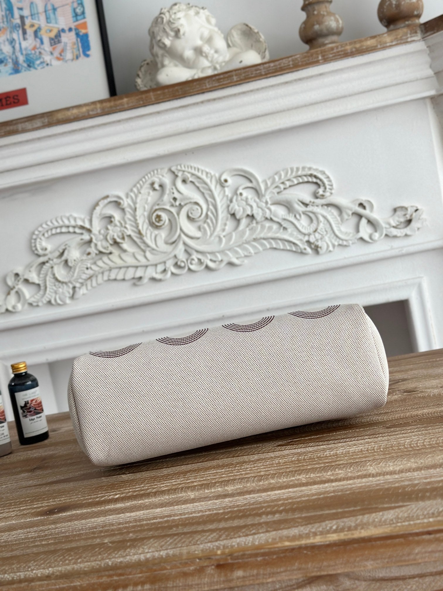 HERBAG ZIP 31 LAQUERED BAG IN OFF-WHITE MIX BROWN H PLUME CANVAS AND BROWN COWHIDE