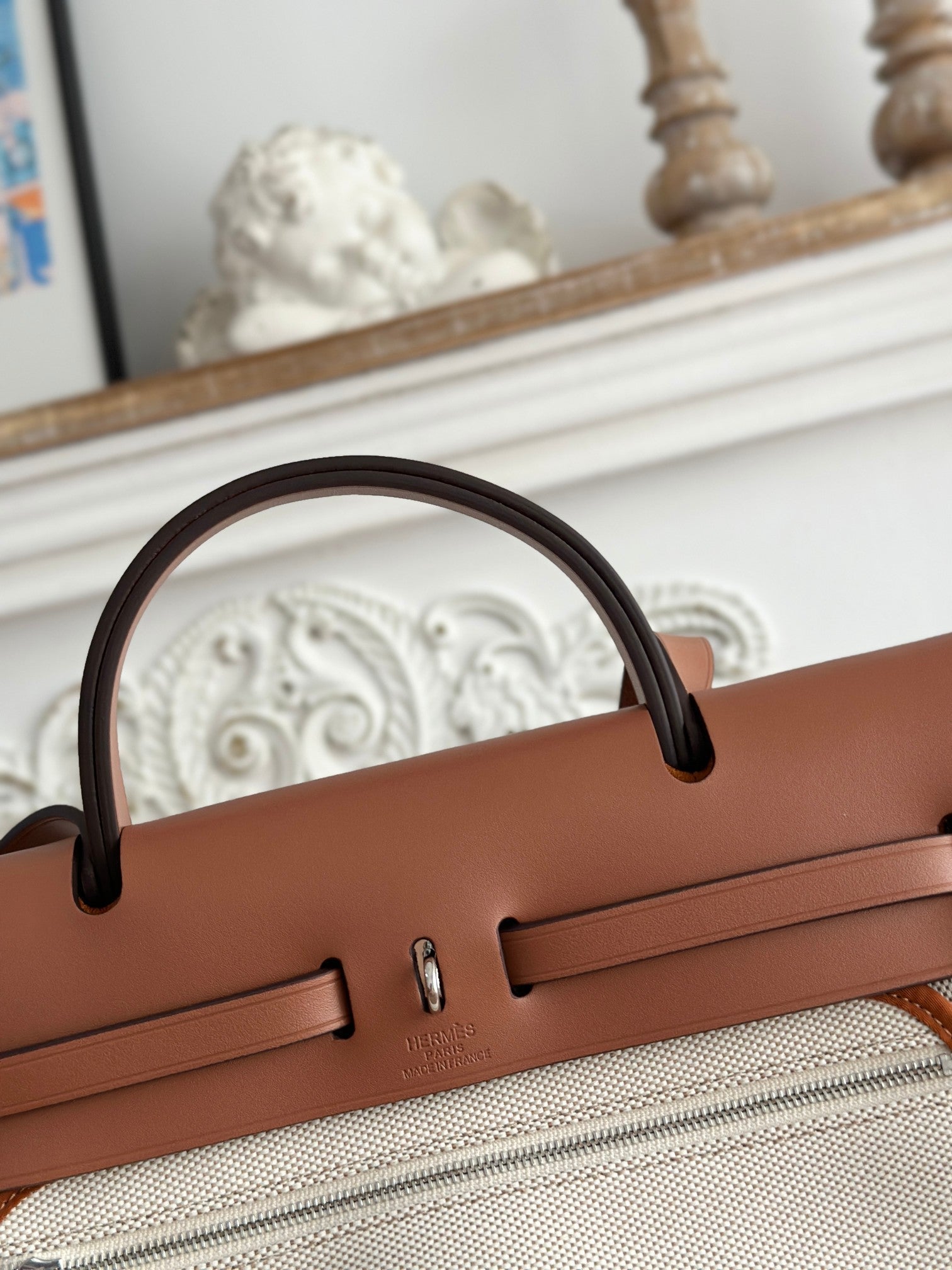 BOLSO HERBAG ZIP 31 RETOURNE TASCHE IN OFF-WHITE MIX BRAUN H VIKING CANVAS UND RINDLEDER