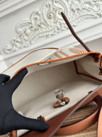 BOLSO HERBAG ZIP 31 RETOURNE TASCHE IN OFF-WHITE MIX BRAUN H VIKING CANVAS UND RINDLEDER