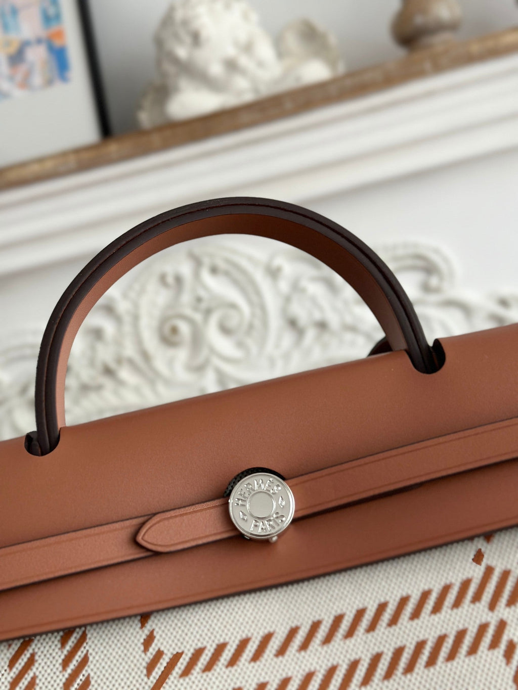 BOLSO HERBAG ZIP 31 RETOURNE TASCHE IN OFF-WHITE MIX BRAUN H VIKING CANVAS UND RINDLEDER