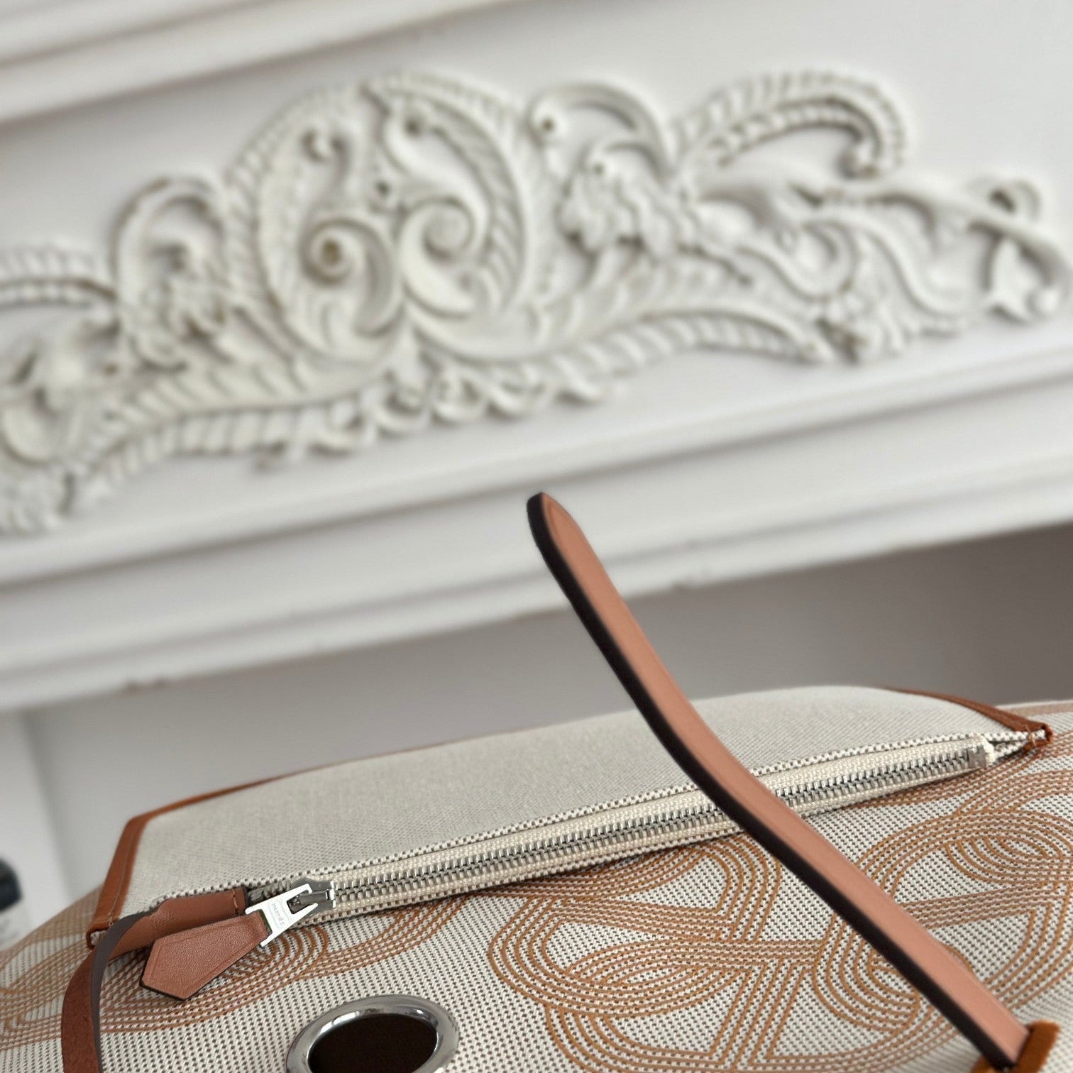 HERBAG ZIP 31 LAQUERED BAG IN OFF-WHITE MIX YELLOW H PLUME CANVAS