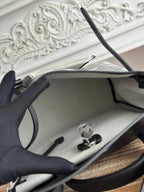 HERBAG ZIP 31 LAQUERED BAG IN OFF-WHITE MIX BLACK H PLUME CANVAS