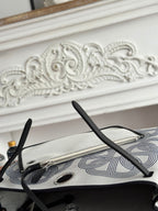 HERBAG ZIP 31 LAQUERED BAG IN OFF-WHITE MIX BLUE H PLUME CANVAS