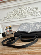 HERBAG ZIP 31 LAQUERED BAG IN OFF-WHITE MIX BLUE H PLUME CANVAS