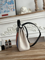 HERBAG ZIP 31 LAQUERED BAG IN BLUE MIX RED H PLUME CANVAS