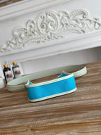 MINI NEO 17 EVELYNE BAG IN SKY BLUE CANVAS AND WHITE CALFSKIN