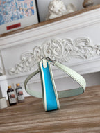 MINI NEO 17 EVELYNE BAG IN SKY BLUE CANVAS AND WHITE CALFSKIN