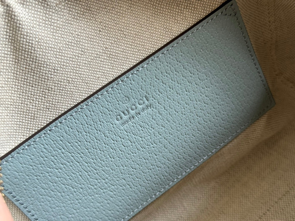 OPHIDIA Henkeltasche, 21 Zoll, grau-grünes Monogramm-Canvas mit Kalbslederbesatz und goldenen Beschlägen