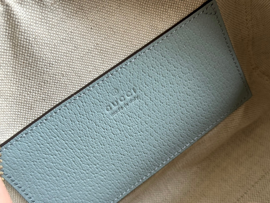 OPHIDIA Henkeltasche, 21 Zoll, grau-grünes Monogramm-Canvas mit Kalbslederbesatz und goldenen Beschlägen