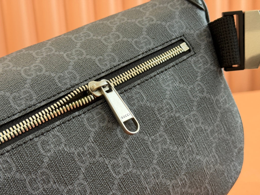 OPHIDIA BELT BAG 28 IN DARK GREY GG CALFSKIN