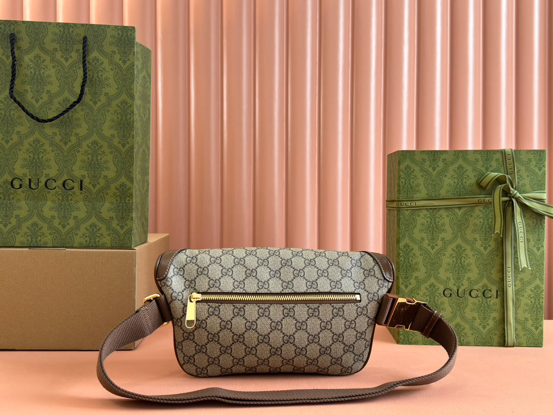 OPHIDIA Gürteltasche 28 in Braun und Beige GG Kalbsleder