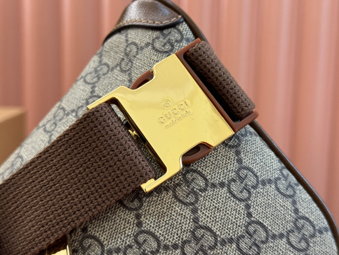 OPHIDIA BELT BAG 28 IN BROWN AND BEIGE GG CALFSKIN