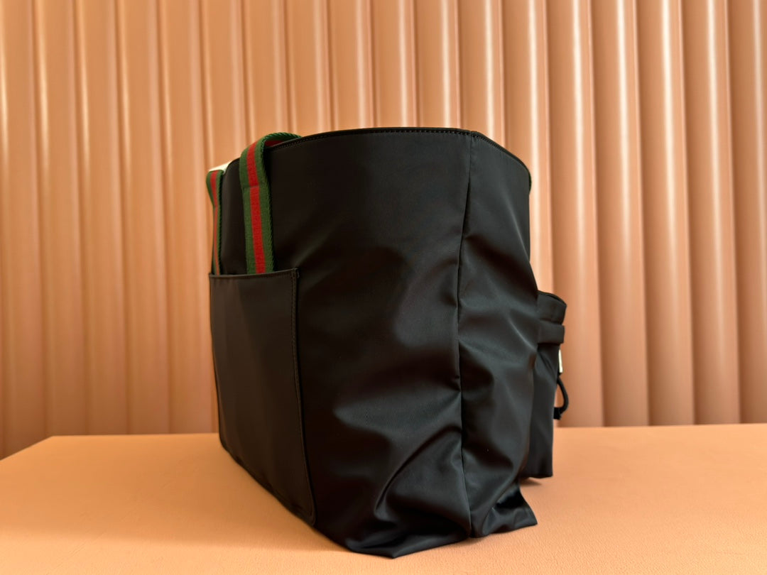 Tragetasche mit Webstreifen und Riemen, 45 Zoll, schwarzes Canvas