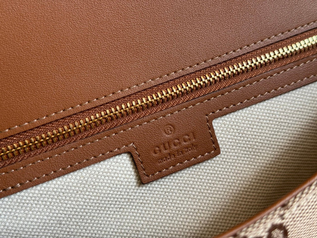 Große Blondie-Tasche mit Henkel, 81 cm, beige und dunkelbraun, Canvas, braunes Kalbsleder