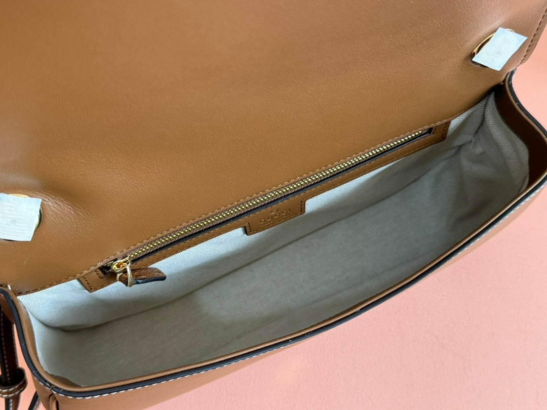 Große Blondie-Tasche mit Henkel, 81 cm, braunes Kalbsleder