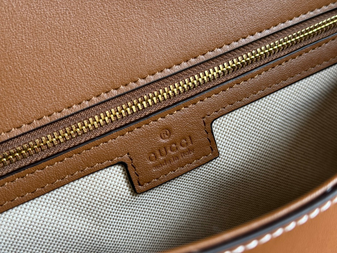 Große Blondie-Tasche mit Henkel, 81 cm, braunes Kalbsleder