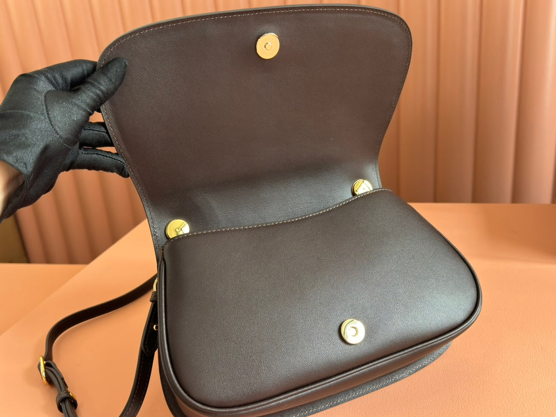 Große Blondie-Tasche mit Henkel, 81 cm, dunkelbraunes Kalbsleder