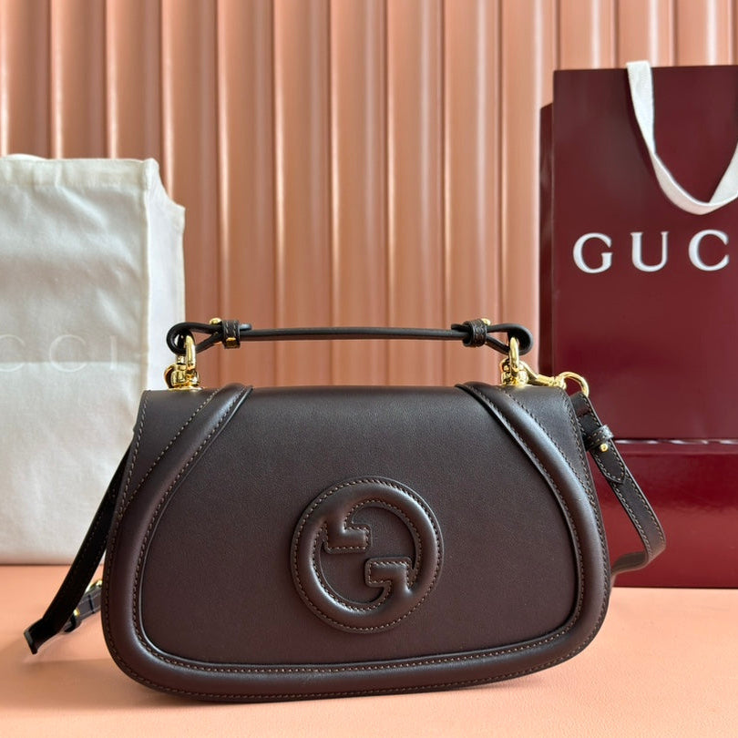 Große Blondie-Tasche mit Henkel, 81 cm, dunkelbraunes Kalbsleder