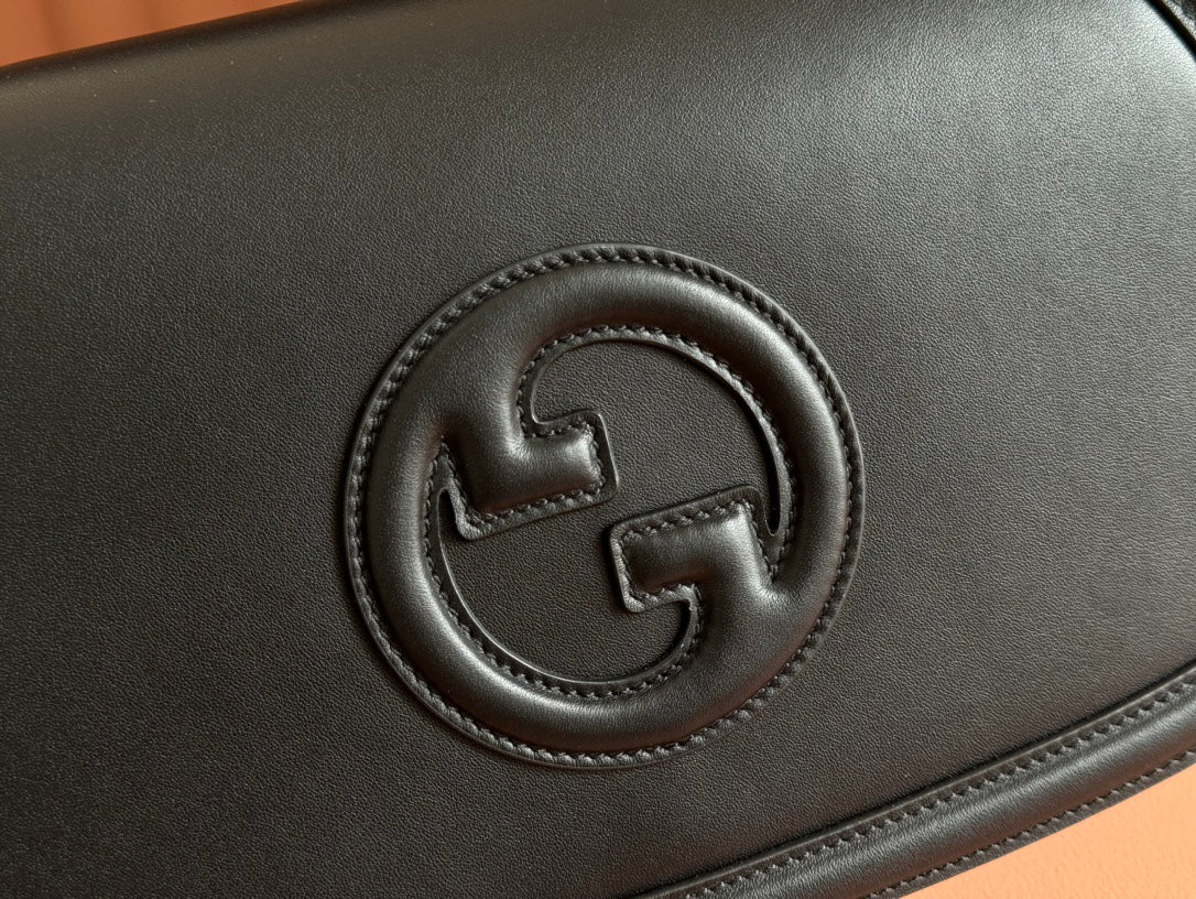 Große Blondie-Tasche mit Henkel, 81 cm, schwarzes Kalbsleder