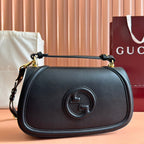 Große Blondie-Tasche mit Henkel, 81 cm, schwarzes Kalbsleder