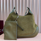 B GROSSE SCHULTERTASCHE 49 IN SEAWORY GRÜN GG GEPRÄGTES WILDLEDER