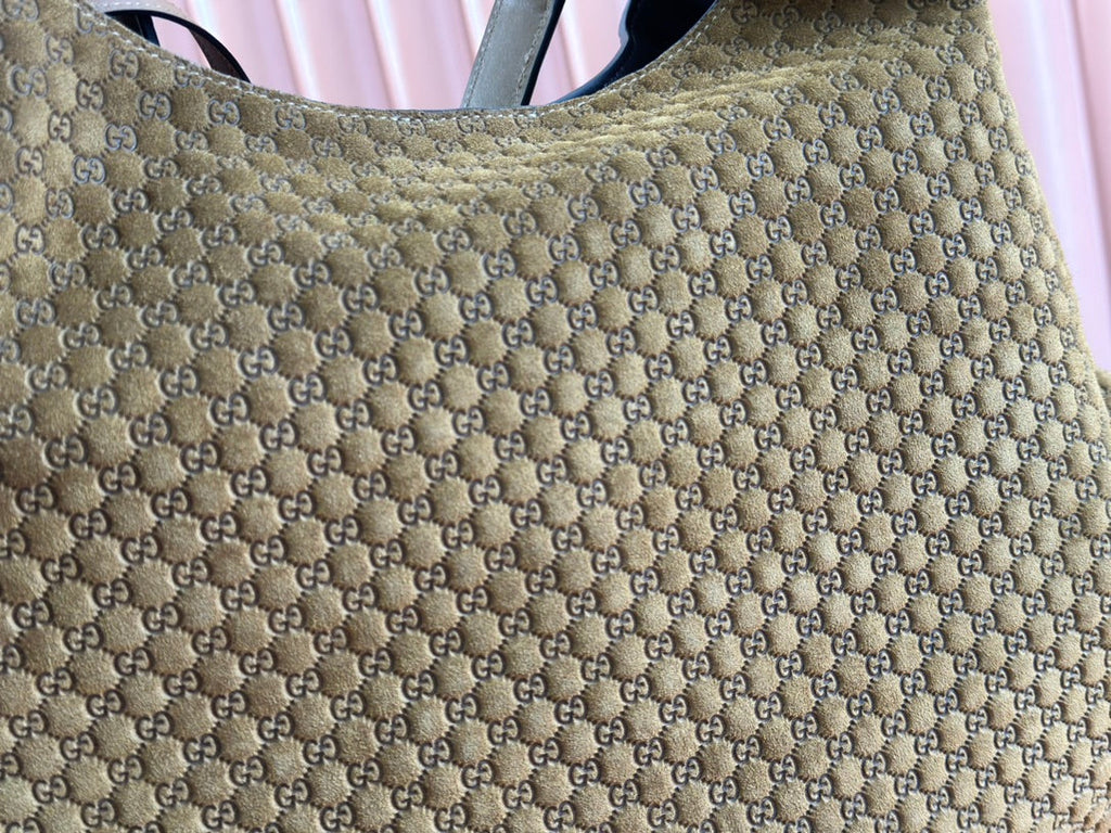 B GROSSE SCHULTERTASCHE 49 IN SEAWORY GRÜN GG GEPRÄGTES WILDLEDER