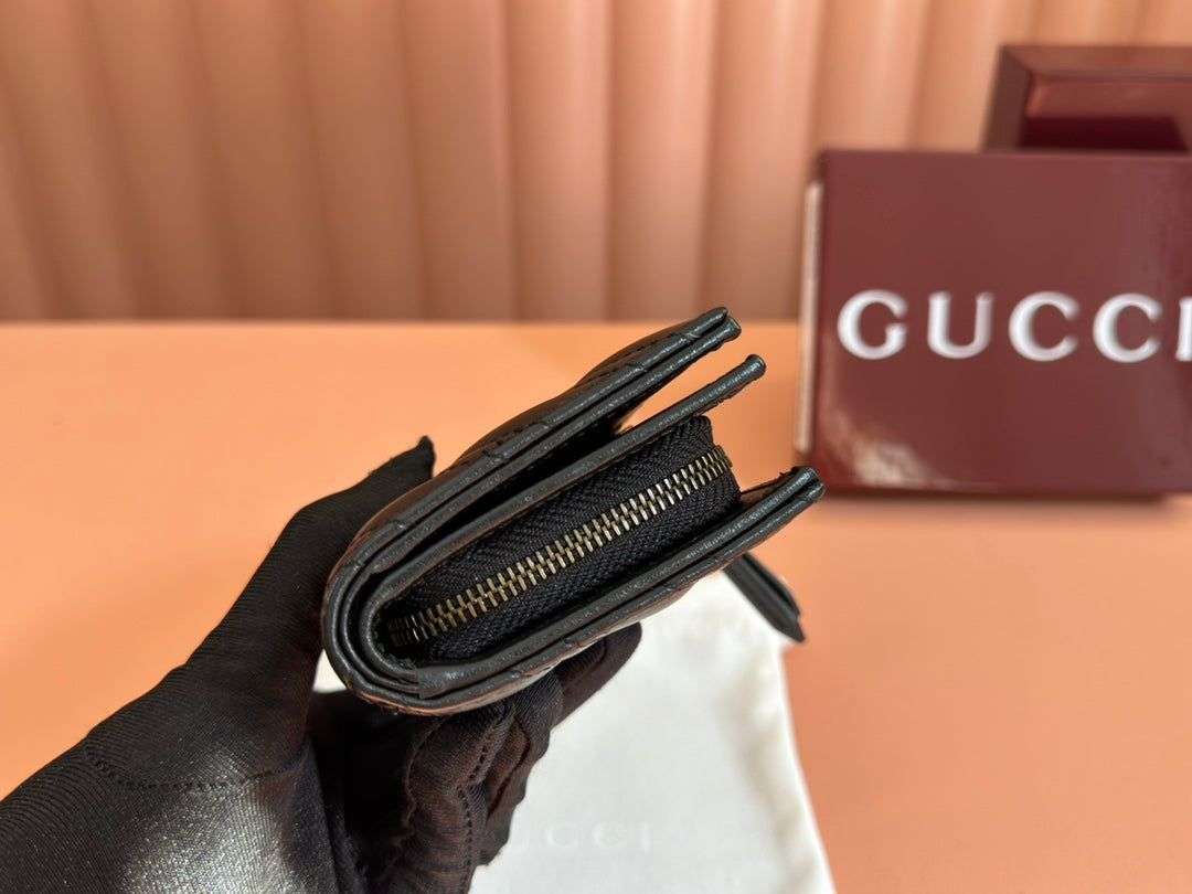 MITTLERE DOPPEL-G-GELDBÖRSE 11,5 ZOLL SCHWARZ GLATTES KALBSLEDER