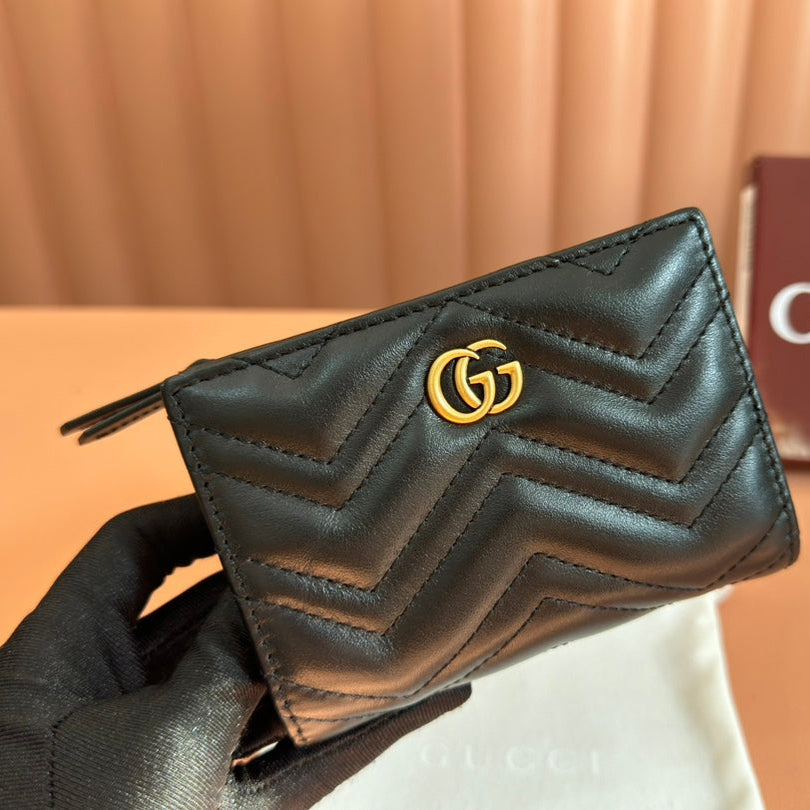 MITTLERE DOPPEL-G-GELDBÖRSE 11,5 ZOLL SCHWARZ GLATTES KALBSLEDER