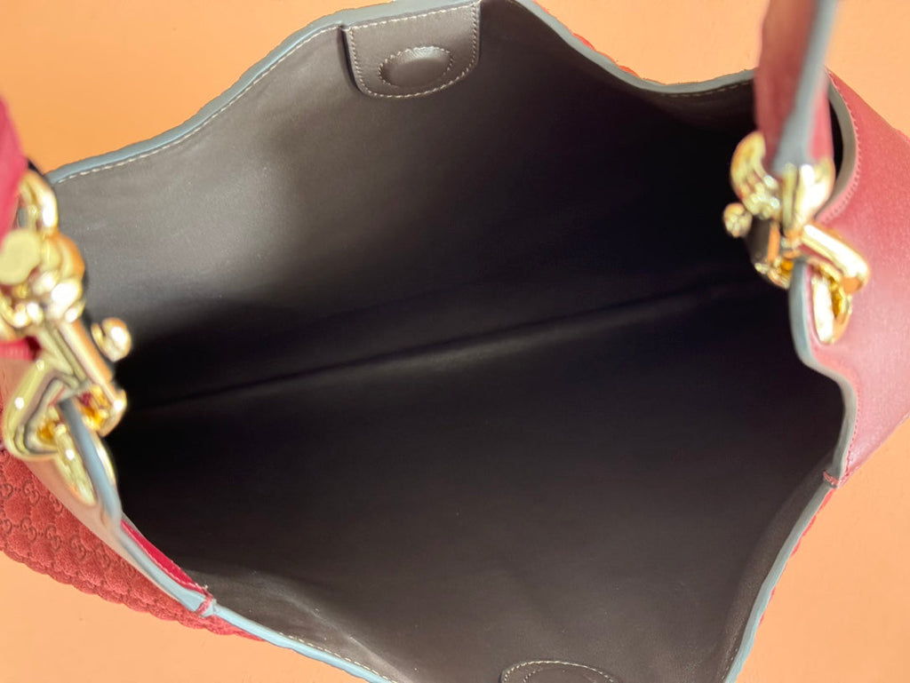 B GROSSE SCHULTERTASCHE 49 IN ROSSO ANCORA ROTES GG GEPRÄGTES WILDLEDER