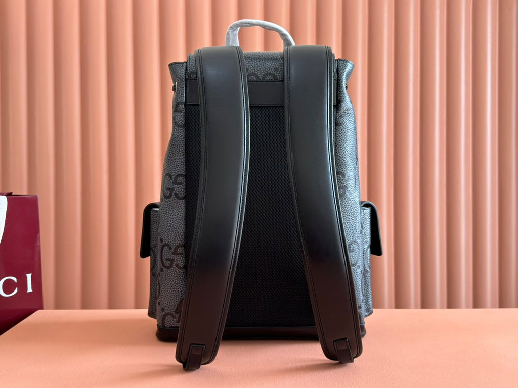 GROSSER RUCKSACK JUMBO 41 IN GRAU UND SCHWARZ GEGENGRÜNEM GG-LAMMLEDER