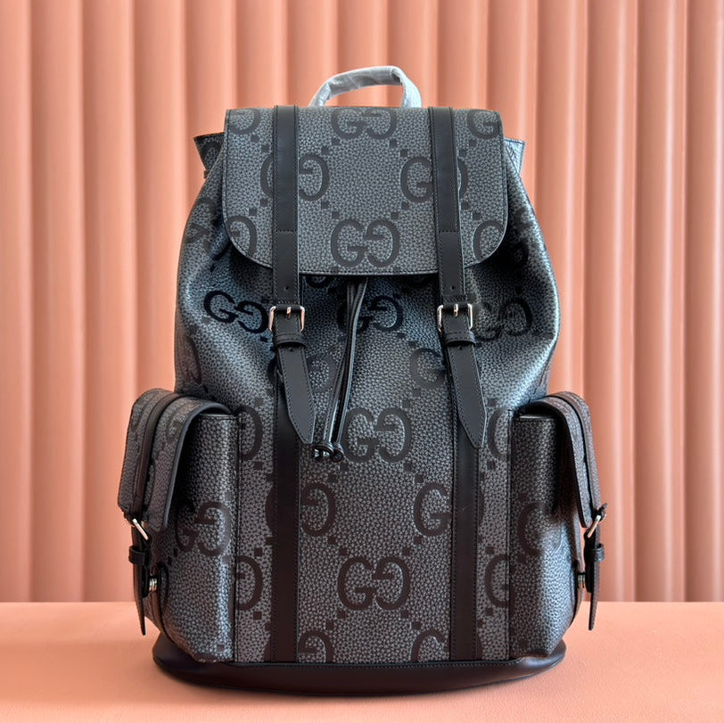 GROSSER RUCKSACK JUMBO 41 IN GRAU UND SCHWARZ GEGENGRÜNEM GG-LAMMLEDER