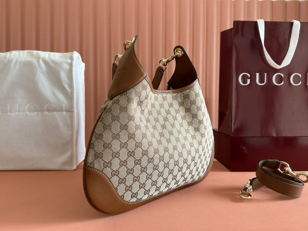 B MEDIUM SHOULDER BAG 42 IN BEIGE AND DARK BROWN GG CANVAS