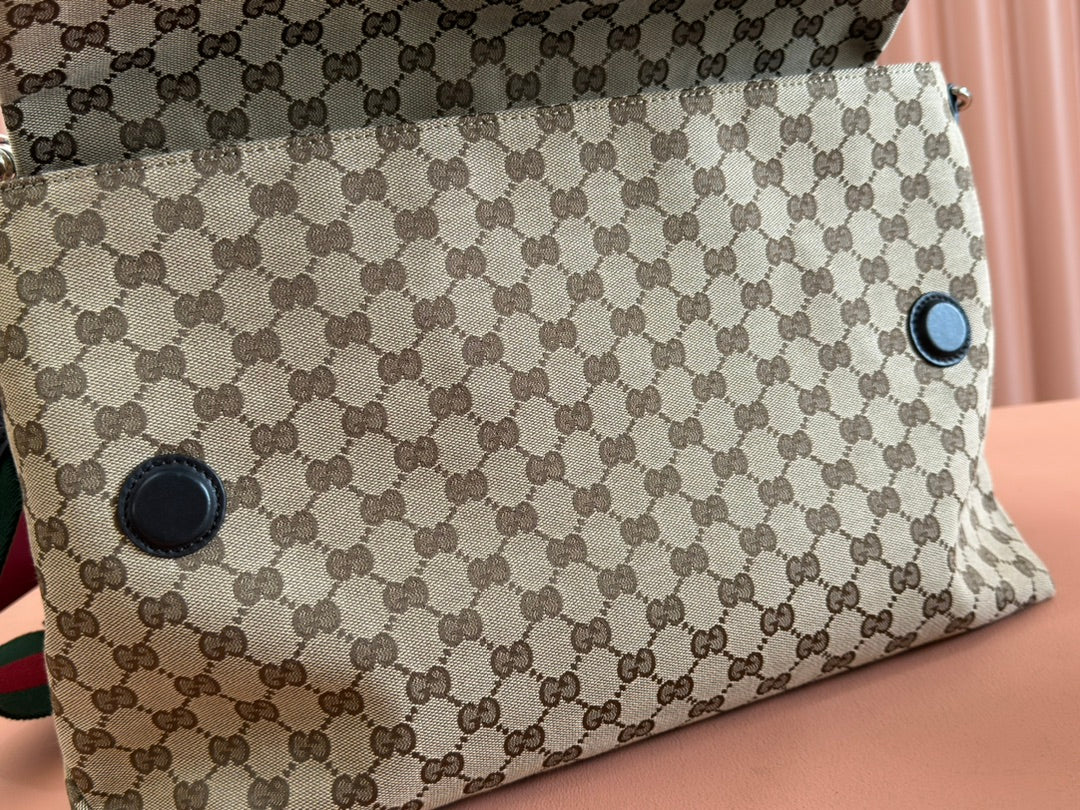 LARGE CROSSBODY BAG 36 IN BEIGE AND DARK BROWN CANVAS MONOGRAM LOGO