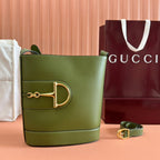 73 MITTLERE EIMERTASCHE 27,5 IN GRÜN GLATTES KALBSLEDER