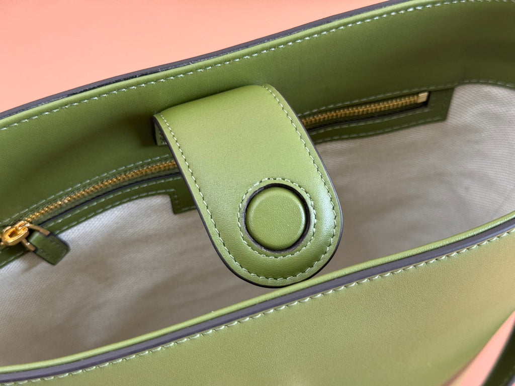 73 MITTLERE EIMERTASCHE 27,5 IN GRÜN GLATTES KALBSLEDER