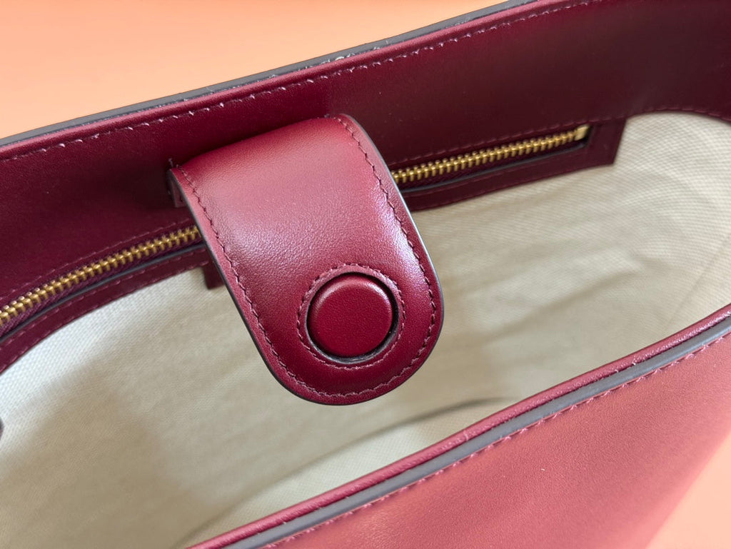 73 MITTELGROSSER EIMERBEUTEL 27,5 IN ROSSO ANCORA ROTES GLATTES KALBSLEDER