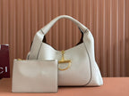 SOFTBIT MAXI SHOULDER BAG 46 IN WHITE GRAINY LAMBSKIN