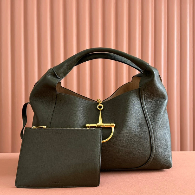 SOFTBIT MAXI SCHULTERTASCHE 46 IN DUNKELGRÜN GEGENGRÜNEM LAMMLEDER