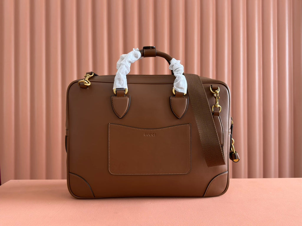 MEDIUM BRIEFCASE 40 IN BROWN CALFSKIN