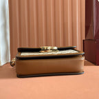 GO SMALL SCHULTERTASCHE 21,5 IN BEIGE CANVAS BRAUNES KALBSLEDER