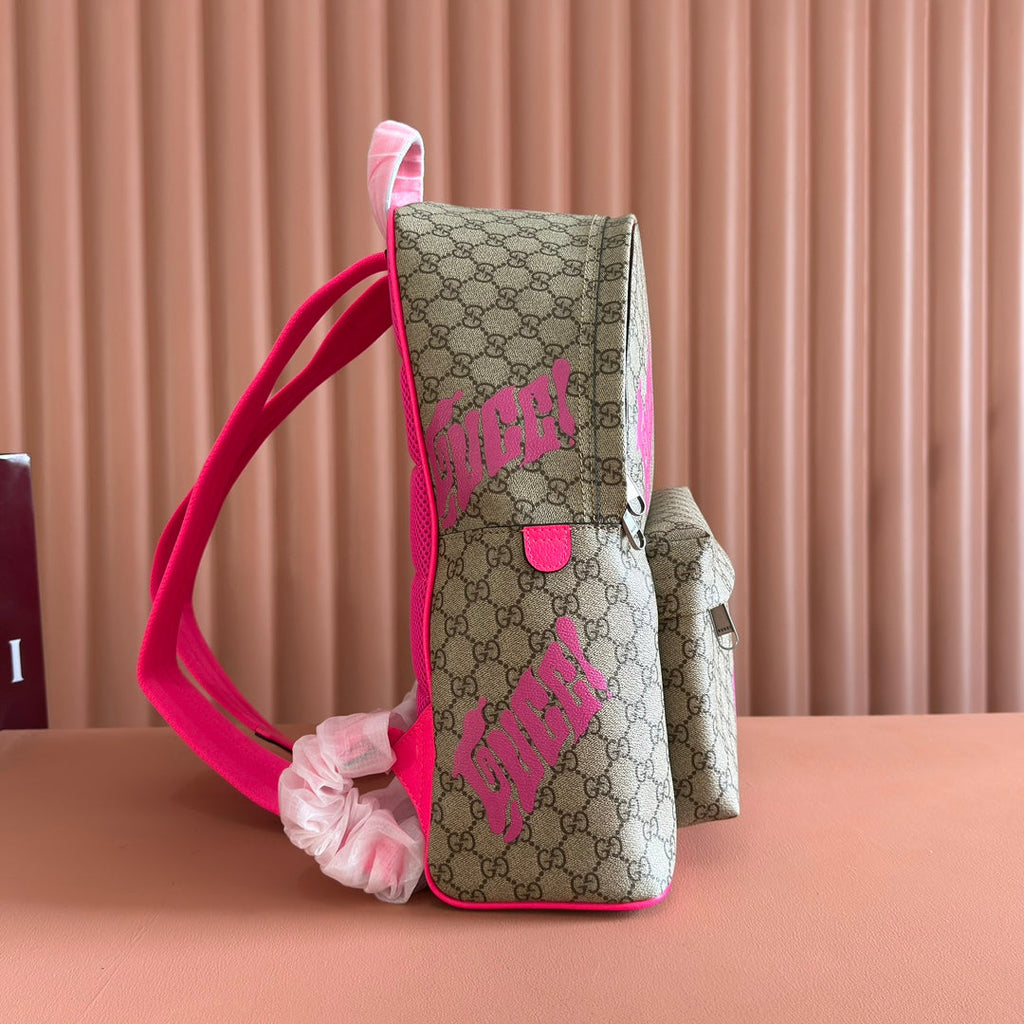 GUCCI MEDIUM BACKPACK WITH PRINT 41 PINK IN CALFSKIN