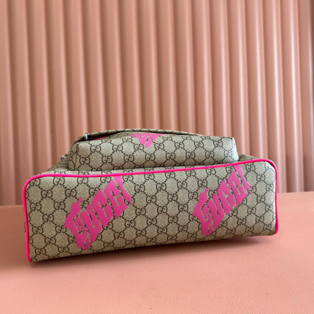 GUCCI MEDIUM BACKPACK WITH PRINT 41 PINK IN CALFSKIN