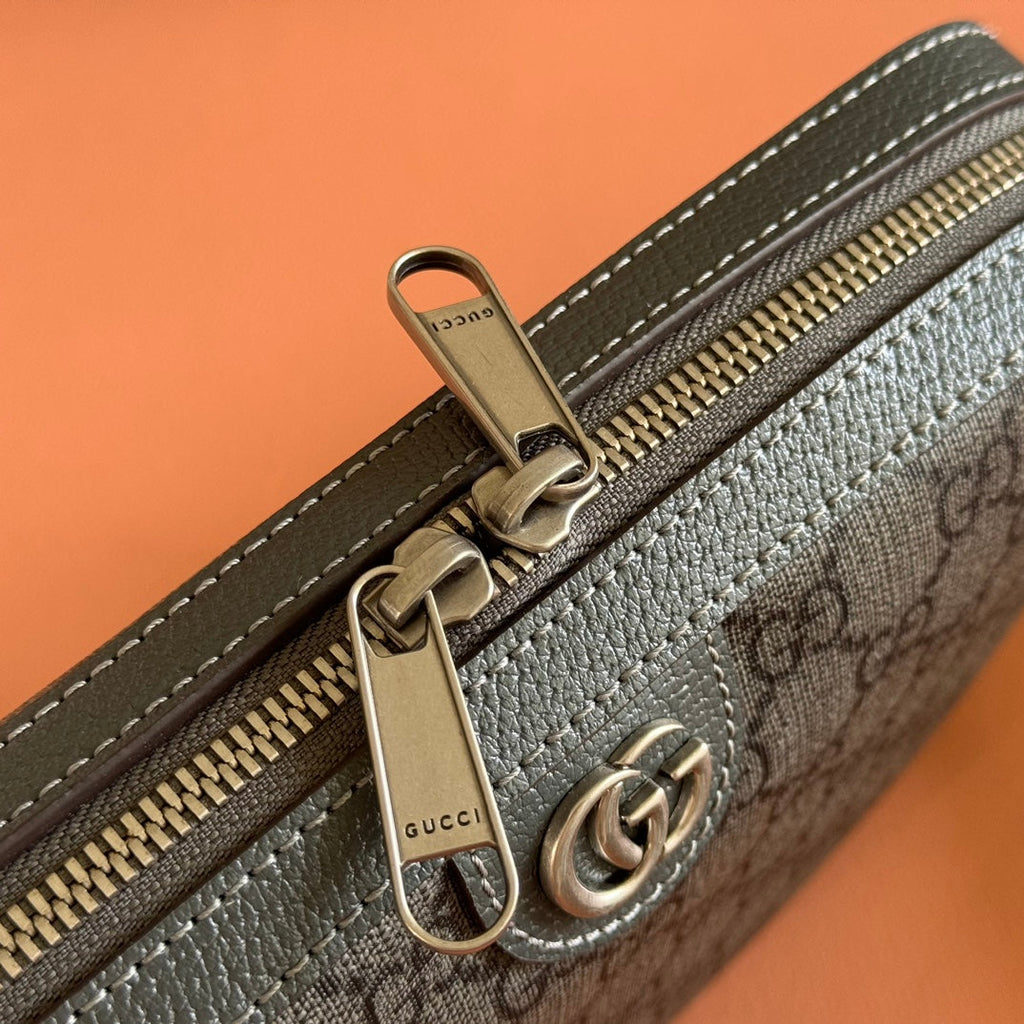 GUCCI OPHIDIA SMALL CROSSBODY BAG 24 GREY AND BLACK MONOGRAM CANVAS